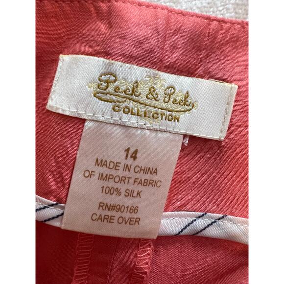 Rafael Petite Silk Embroidered Jacket Blouse Peck & Peck Silk Pants Set Coral 14 - Picture 11 of 13